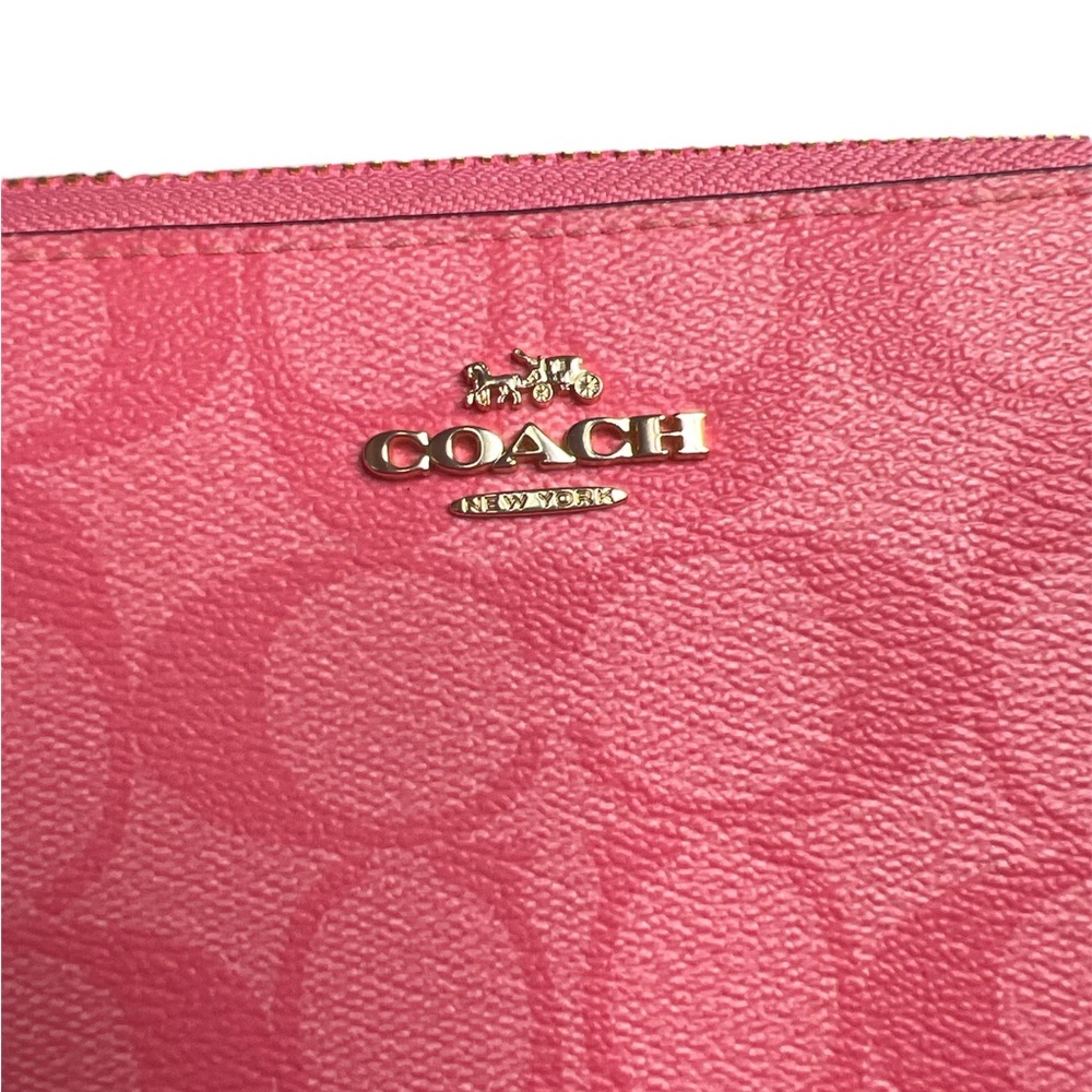 Coach Pink Wristlet Zip Around Wallet - Picture 5 of 7